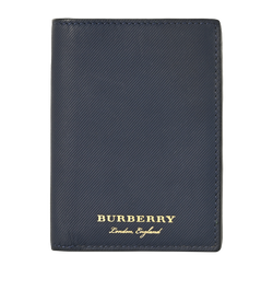 Burberry Bifold Wallet, Leather, Navy, T1279, 3*